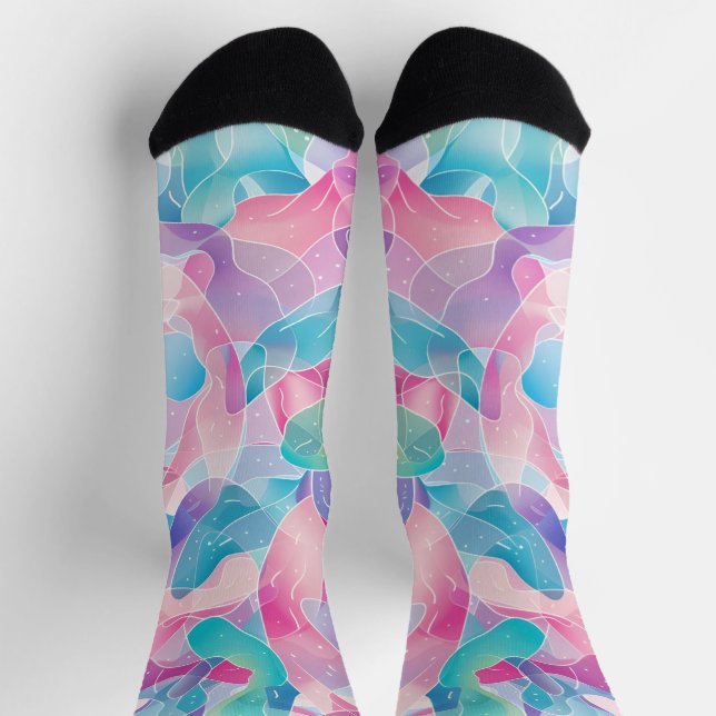 Chaussette Motif de ruban abstrait pastel (Haut)