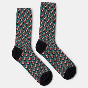 Chaussette Motif de sport fanatique de football Fond sarcelle