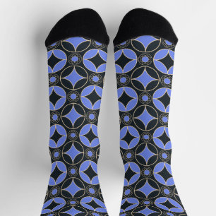 Chaussette Motif de style Art déco en bleu et noir