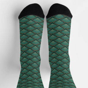 Chaussette Motif de style Art déco en vert turquoise