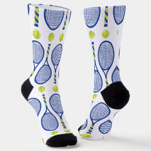 Chaussette Motif de tennis bleu, vert et blanc horizontal 🎾