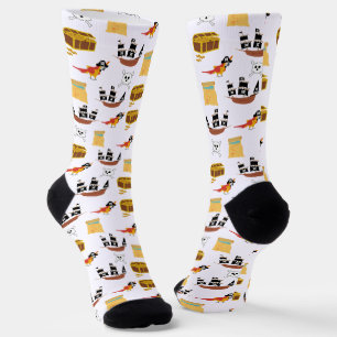 Chaussette Motif de thème de coffre au trésor de bateau pirat