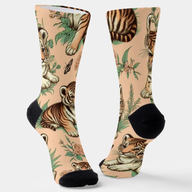 Chaussette Motif de tigre de bébé Vintage (Angulaire)