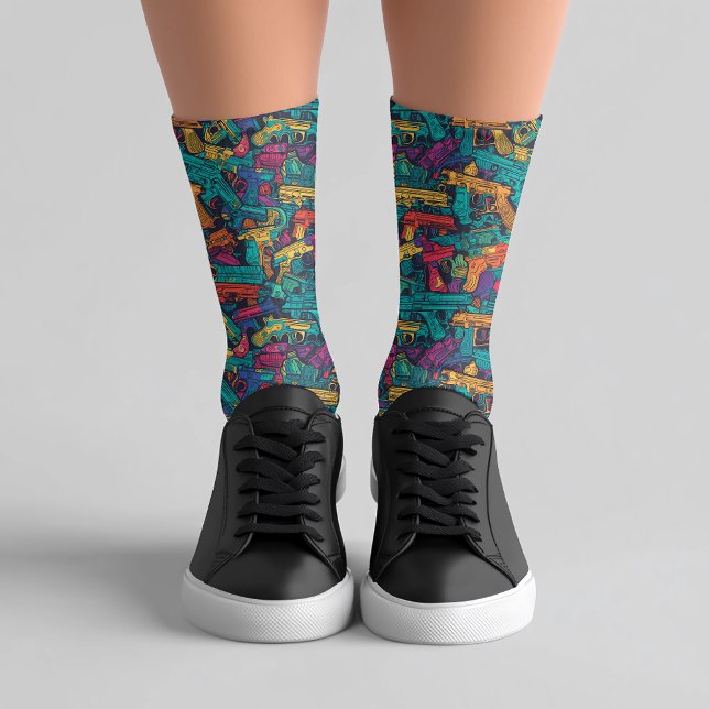 Chaussette Motif de tireur amateur d'armes à feu (Créateur téléchargé)