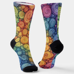 Chaussette Motif de tourbillon de gribouillis abstrait coloré