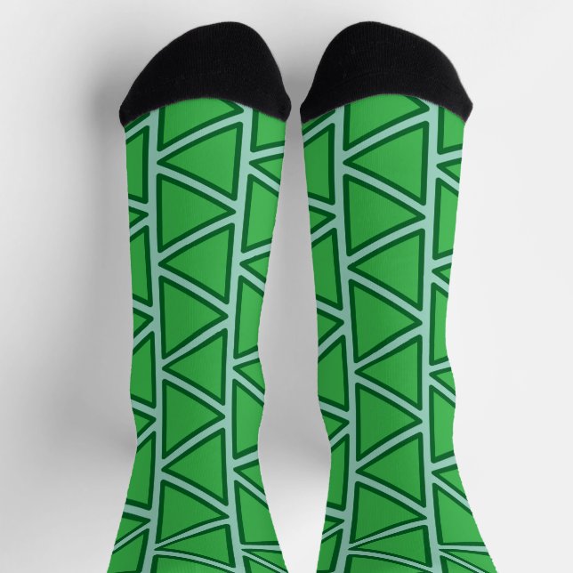 Chaussette Motif de triangle vert à trois tons abstrait (Haut)