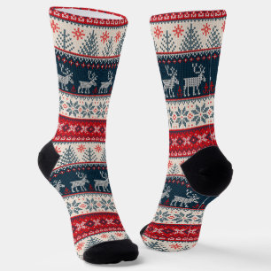 Chaussette Motif de tricot de Noël Renne