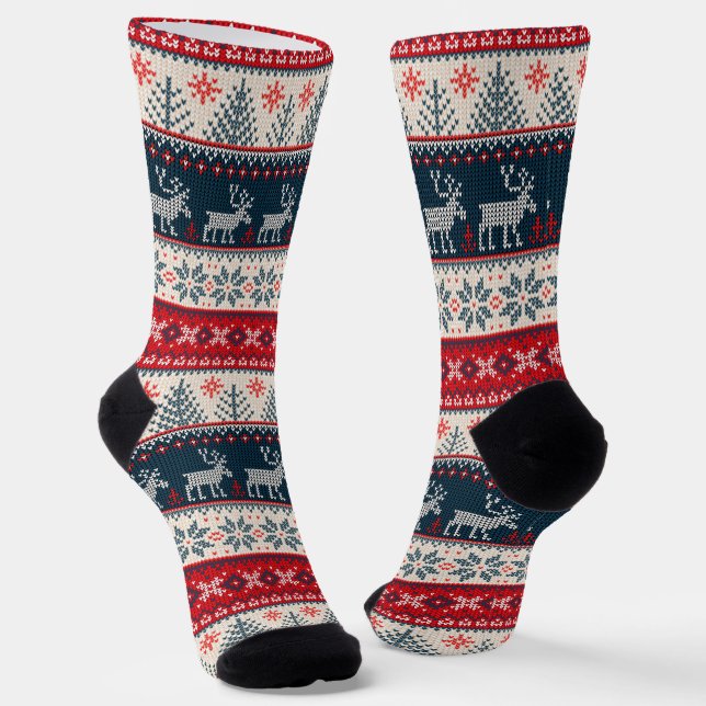Chaussette Motif de tricot de Noël Renne (Angulaire)