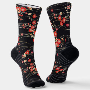 Chaussette Motif de vague de fleurs de prune japonaise