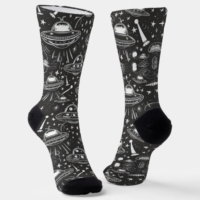 Chaussette Motif de vaisseau spatial (Angulaire)