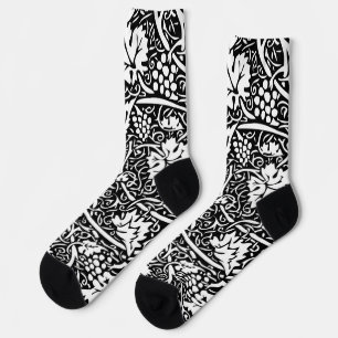 Chaussette Motif de vigne de raisin noir et blanc de William