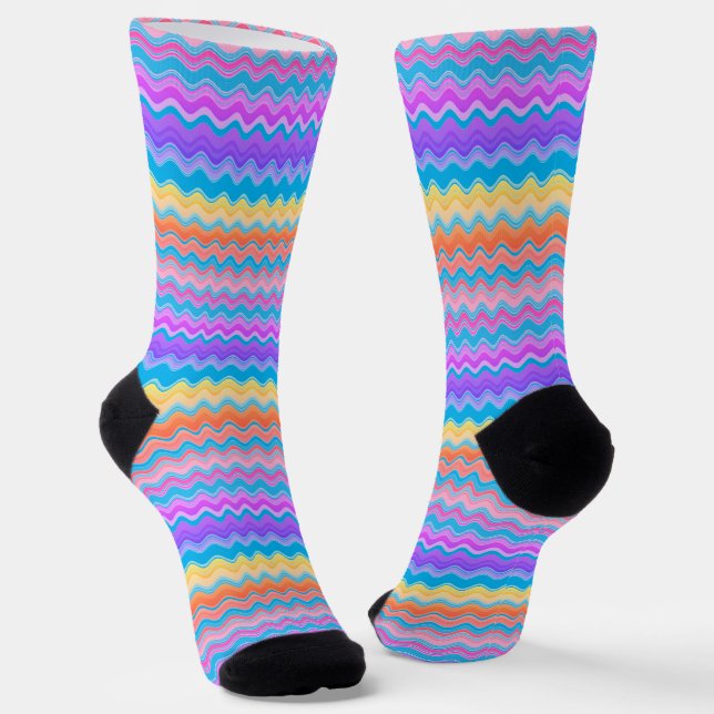 Chaussette Motif de Zigzag multicolore brillant (Angulaire)