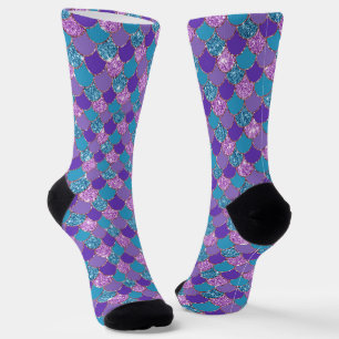 Chaussette Motif d'écailles de sirène colorées