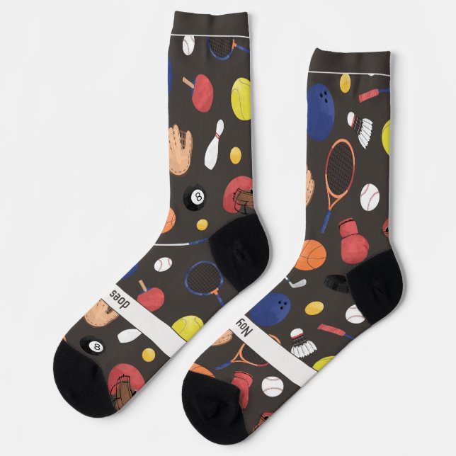 Chaussette Motif d'école de sport sur gris foncé (Gauche)