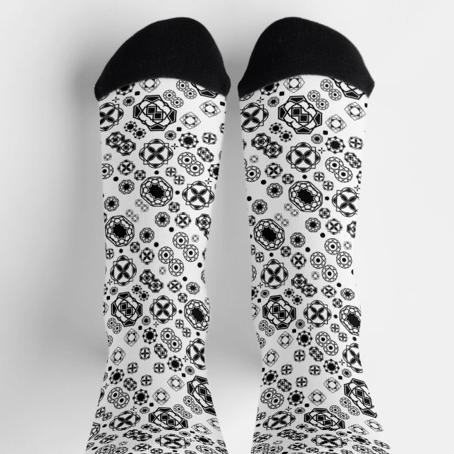Chaussette Motif décoratif arabesque noir blanc mignon (Haut)