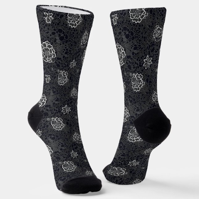 Chaussette Motif délicat Fleur de dentelle blanche (Angulaire)