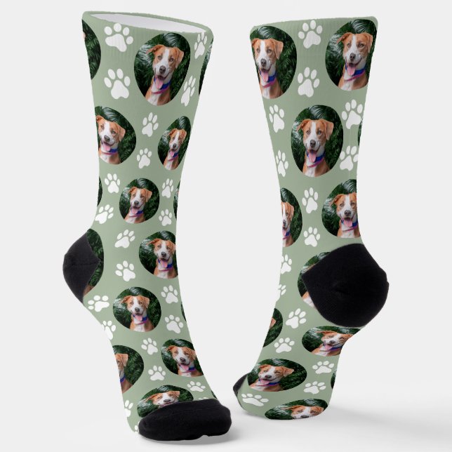 Chaussette Motif d'empreinte de patte de photo d'animal de co (Angulaire)