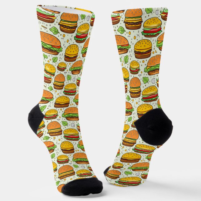 Chaussette Motif des hamburgers mignons (Angulaire)
