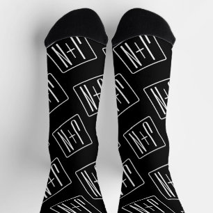 Chaussette Motif des initiales Mariages modernes Noir & Bla
