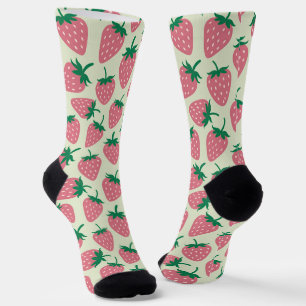 Chaussette Motif d'été fraise rose