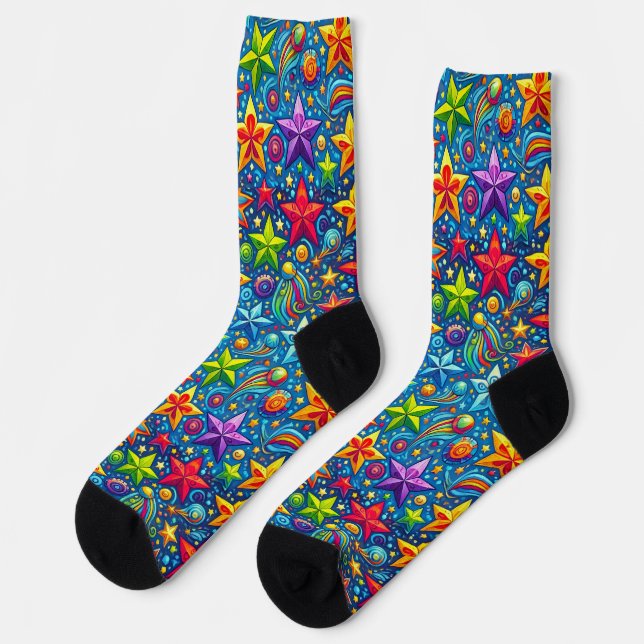 Chaussette Motif d'étoiles colorées (Gauche)