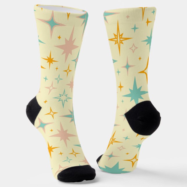 Chaussette Motif d'étoiles rétro colorées (Angulaire)