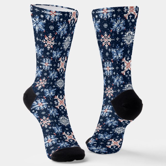 Chaussette Motif d'hiver bleu (Angulaire)