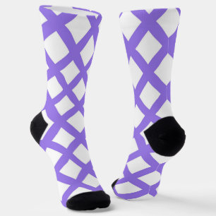 Chaussette Motif diamant à carreaux blanc violet