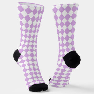 Chaussette Motif diamant à carreaux blanc violet