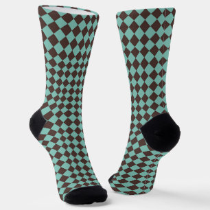 Chaussette Motif diamant à carreaux brun sarcelle
