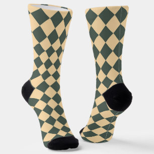 Chaussette Motif diamant à carreaux jaune vert