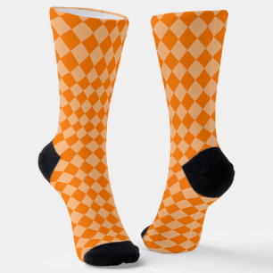 Chaussette Motif diamant à carreaux orange