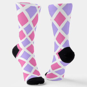 Chaussette Motif diamant à carreaux rose violet
