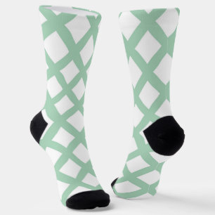 Chaussette Motif diamant à carreaux vert et blanc