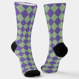 Chaussette Motif diamant à carreaux violet vert