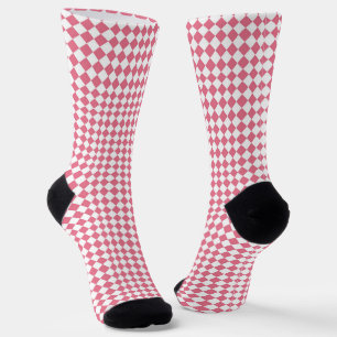 Chaussette Motif diamant du Vérificateur blanc rose