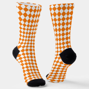 Chaussette Motif diamant Orange White Checker