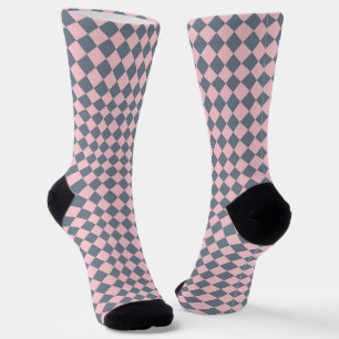 Chaussette Motif diamant rose gris Checker