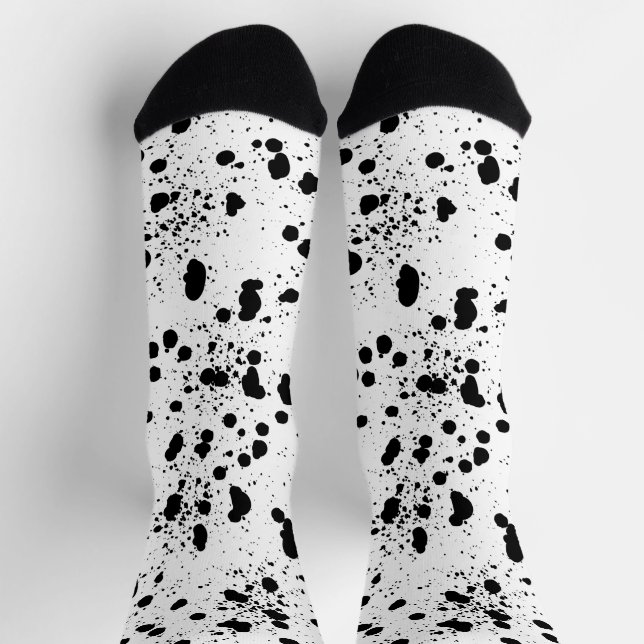 Chaussette Motif d'impression noir et blanc dalmate (Haut)