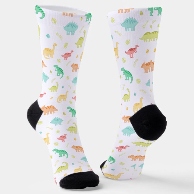 Chaussette Motif Dinosaure de couleur personnalisé (Angulaire)