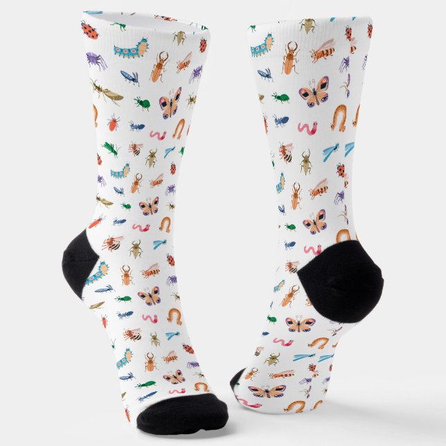 Chaussette Motif d'insectes coloré mignon (Angulaire)