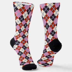 Chaussette Motif d'ivoire d'aubergine rose rouge