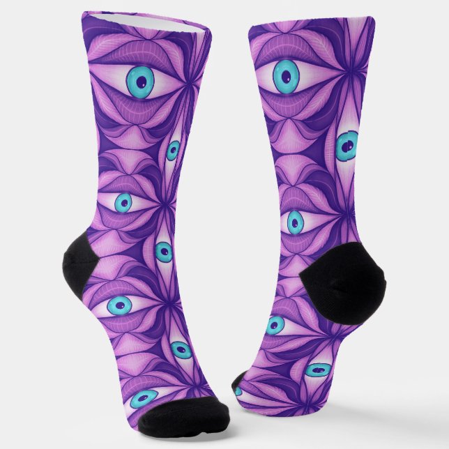 Chaussette Motif d'oeil d'horreur violet Déplaisant de cuisin (Angulaire)