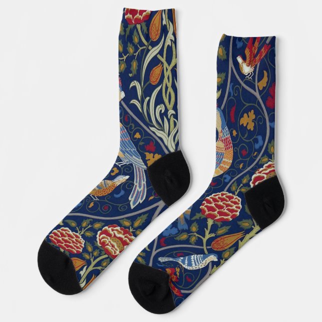 Chaussette Motif d'oiseau et de fleurs, William Morris (Gauche)