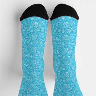 Chaussette Motif d'ornement bleu gris