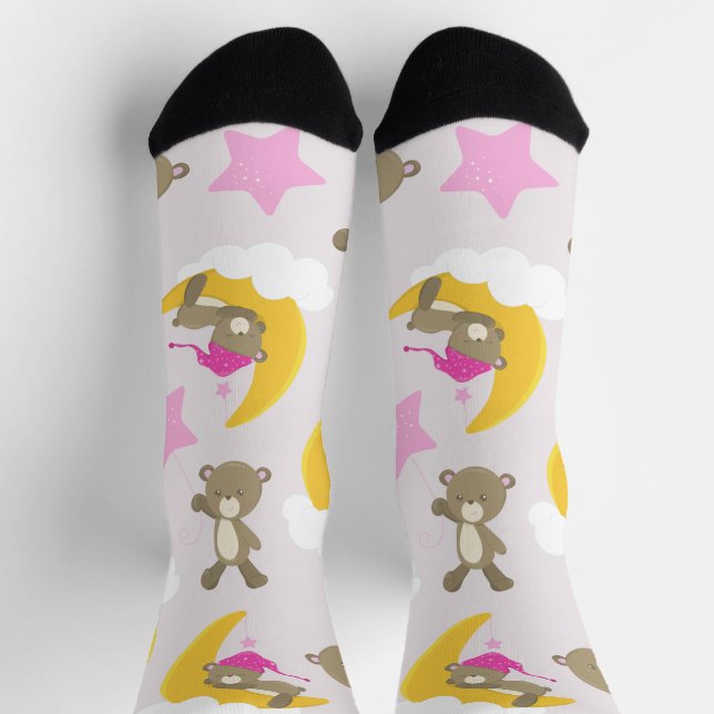 Chaussette Motif D'Ours, Nounours, Mignons Ours, Étoiles (Haut)