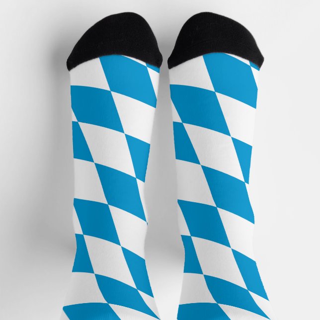 Chaussette Motif Drapeau Diamant Bavière bleu et blanc (Haut)