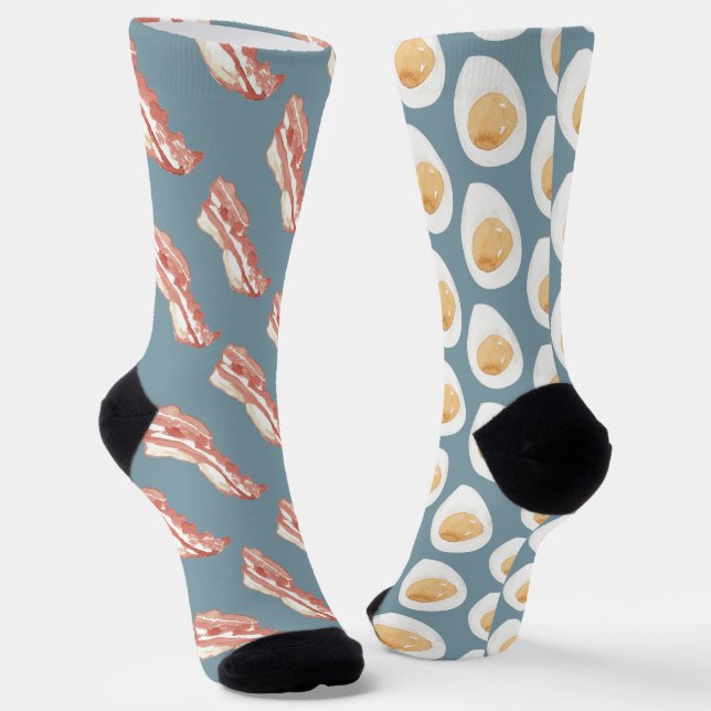 Chaussette Motif drôle de bacon et d'œufs (Angulaire)