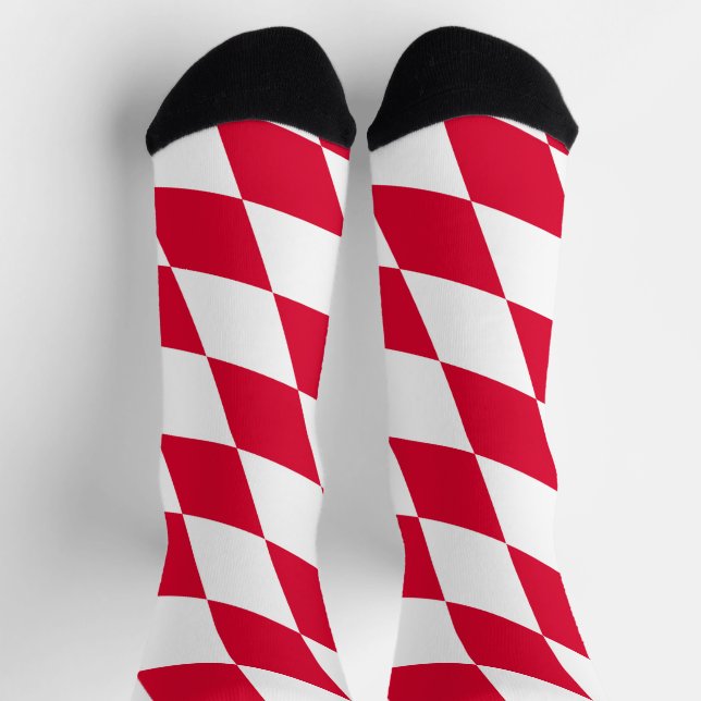 Chaussette Motif du drapeau diamant de Bavière rouge et blanc (Haut)