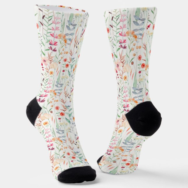 Chaussette Motif du jardin de fleurs Pastel (Angulaire)